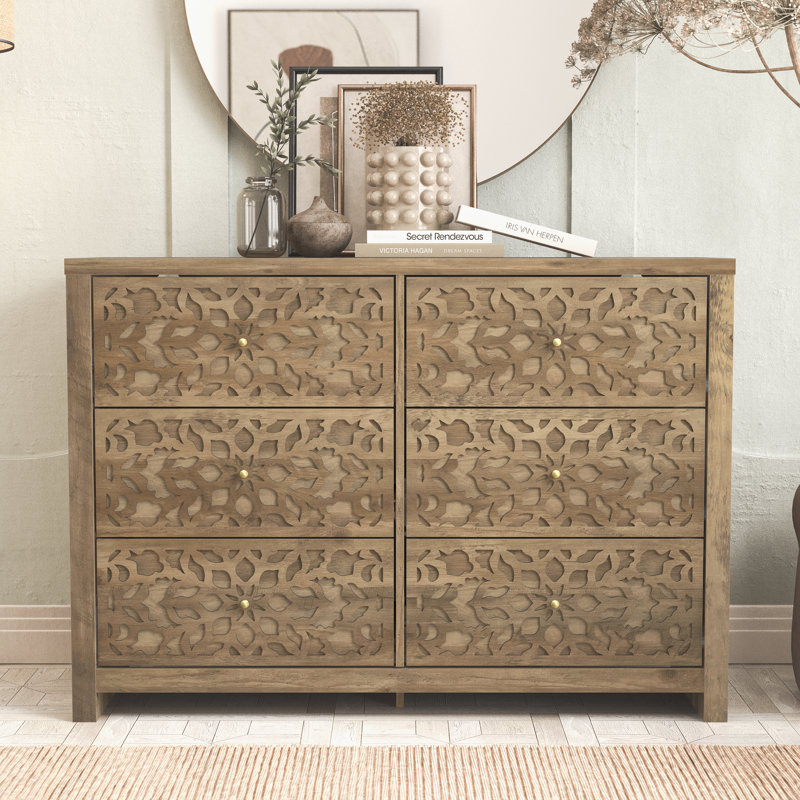 Lukasik 45.4'' W 6 - Drawer Dresser, Knotty Oak