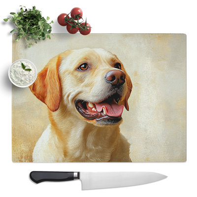 Labrador Retriever Graphic Dog  Glass Chopping Board
