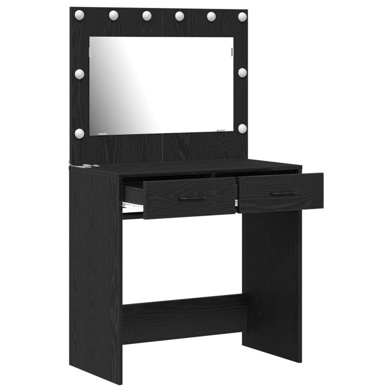 Engineered Wood 78.5 X 41 X 135 Cm Mirror, Black Oak