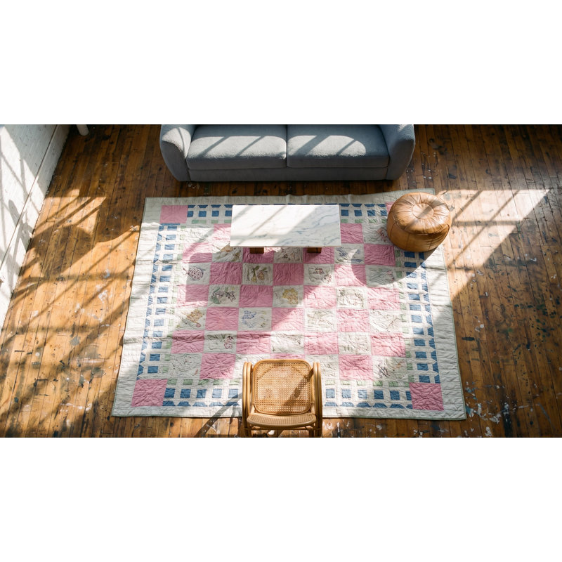 Antique Quilt Small Scatter Size Wool Ivory Rug