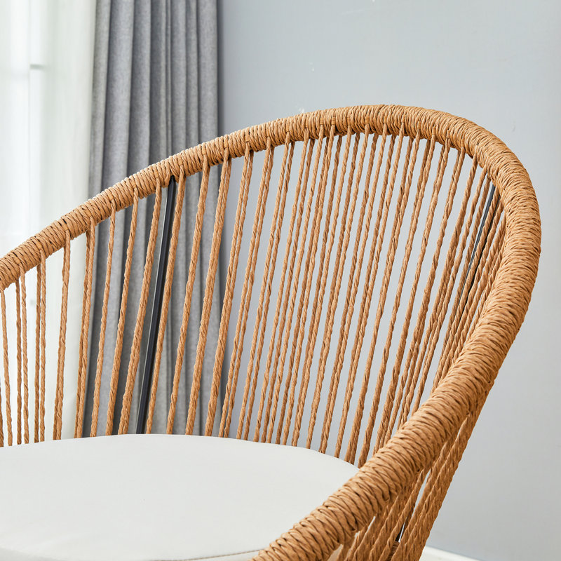  Ensemble de meubles d'extérieur 3 pièces avec chaises pivotantes en rotin et table basse ronde, sièges de patio, naturel