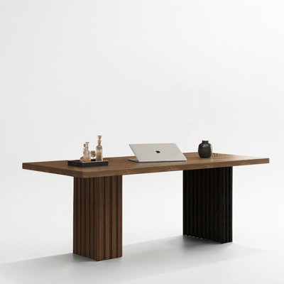 Bureau moderne en bois 66,9 "avec double base, bois d'ingénierie, surface facile à nettoyer