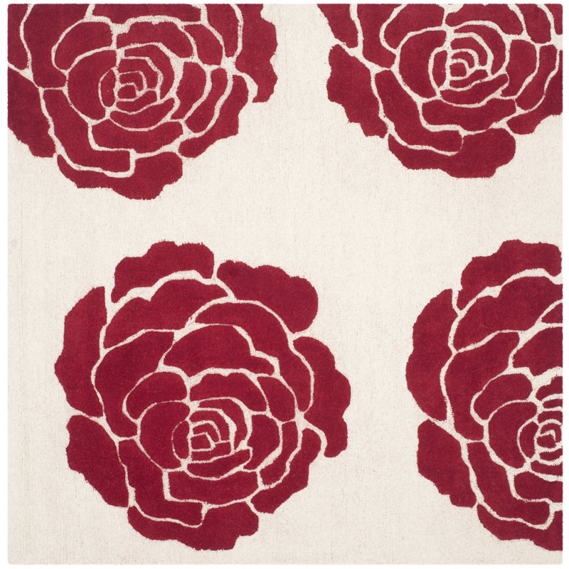 Cannen Hand Tufted Wool Floral Rug, Square 6'