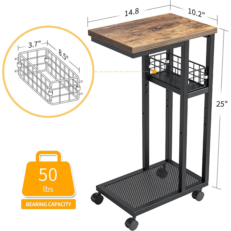 Table de bout à roulettes avec rangement