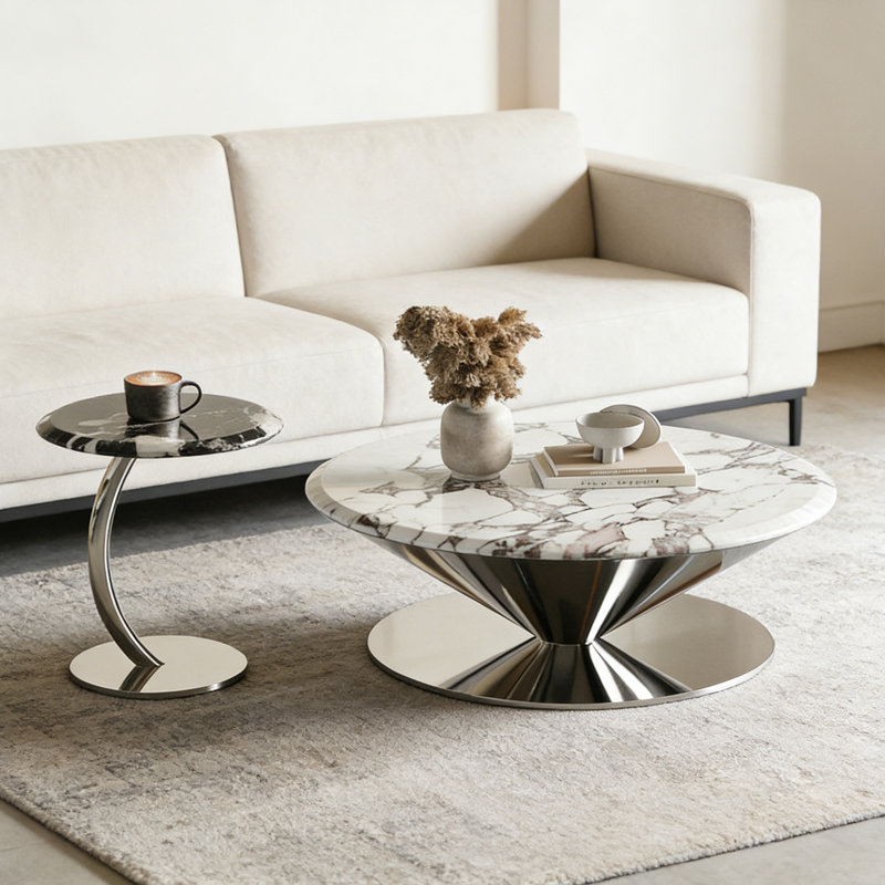 Ensemble de tables basses Modern, Blanc / Gris, H 15,75 po x L 31,49 po x l 31,49 po