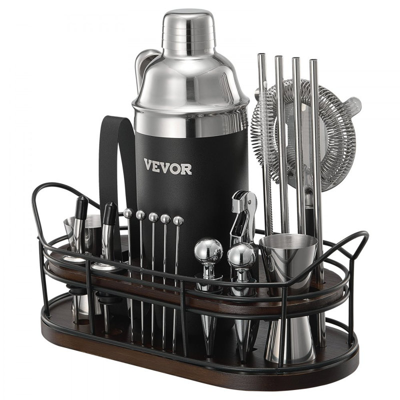 Ensemble de bar à cocktail en acier inoxydable 23 pièces