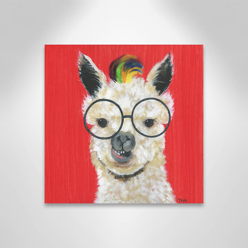 «Llama Lovely», art sur toile, H 16 po x l 16 po x P 1,5 po