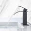 Robinet de salle de bain noir mat à cascade, poignée simple, bec de lavabo en acier inoxydable-121638948