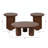 3-Piece Living Room Set – Natural Wood Round Coffee Table with Two Matching End Tables, Solid Mango Wood with Sculptural Pedestal Base for Modern Living Spaces – Walnut-1317478250