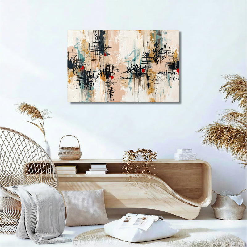 Ensemble de 1 toile murale d'expression abstraite, 32"H x 48"W, Wrapped Canvas