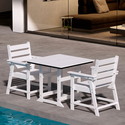 Ensemble de 3 pièces de mobilier de salle à manger d'extérieur, ensemble bistro Hdpe résistant aux intempéries avec 2 chaises et une table pour le jardin et le patio