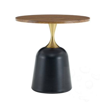 Circular Side Table With Metal Base