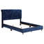 Lit tapissier en velours bleu marine - Style transitionnel pour une chambre confortable 48h x 58w 82d pouces