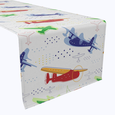 Table Runner, 100% Cotton, 16X108", Airplane Design