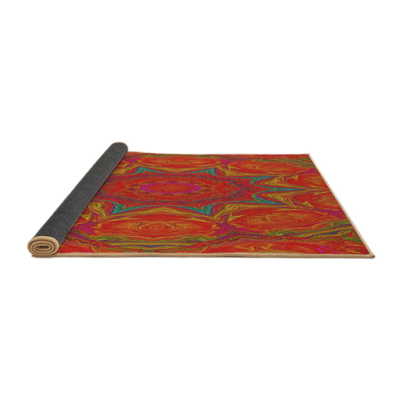 Tapis abstrait orange / bleu, Rond 8 pi
