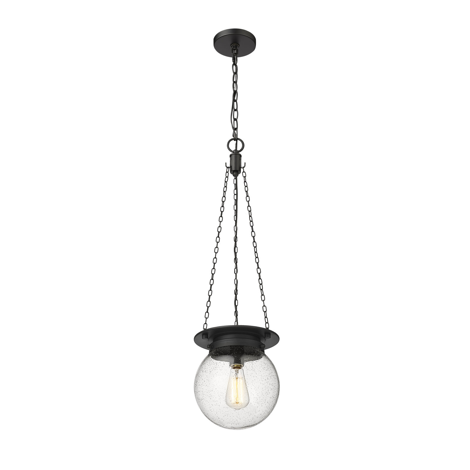 Zella Single Light Glass Dimmable Pendant, Matte Black, 82.75" H x 9" W x 9" D, Clear