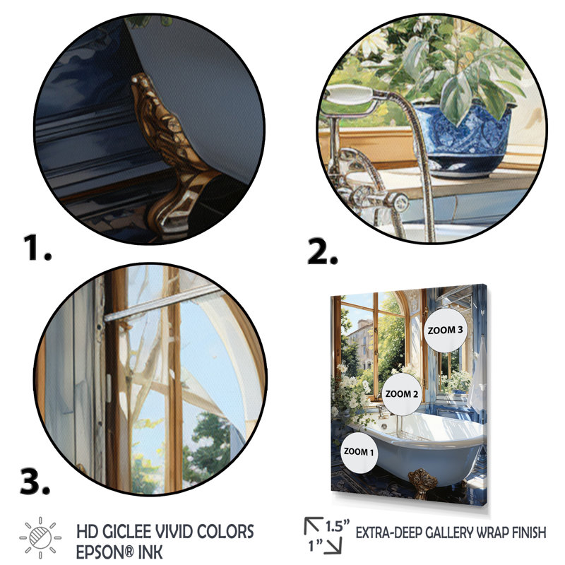 Ladaijah Bathroom Tranquil Reflections V - Art mural de salle de bain, H 20 po x l 12 po x P 1 po, Toile tendue