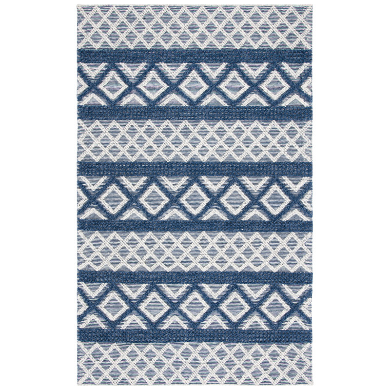 Tapis géométrique en laine / coton tissé à la main Vermont, Rectangle 5 pi x 8 pi