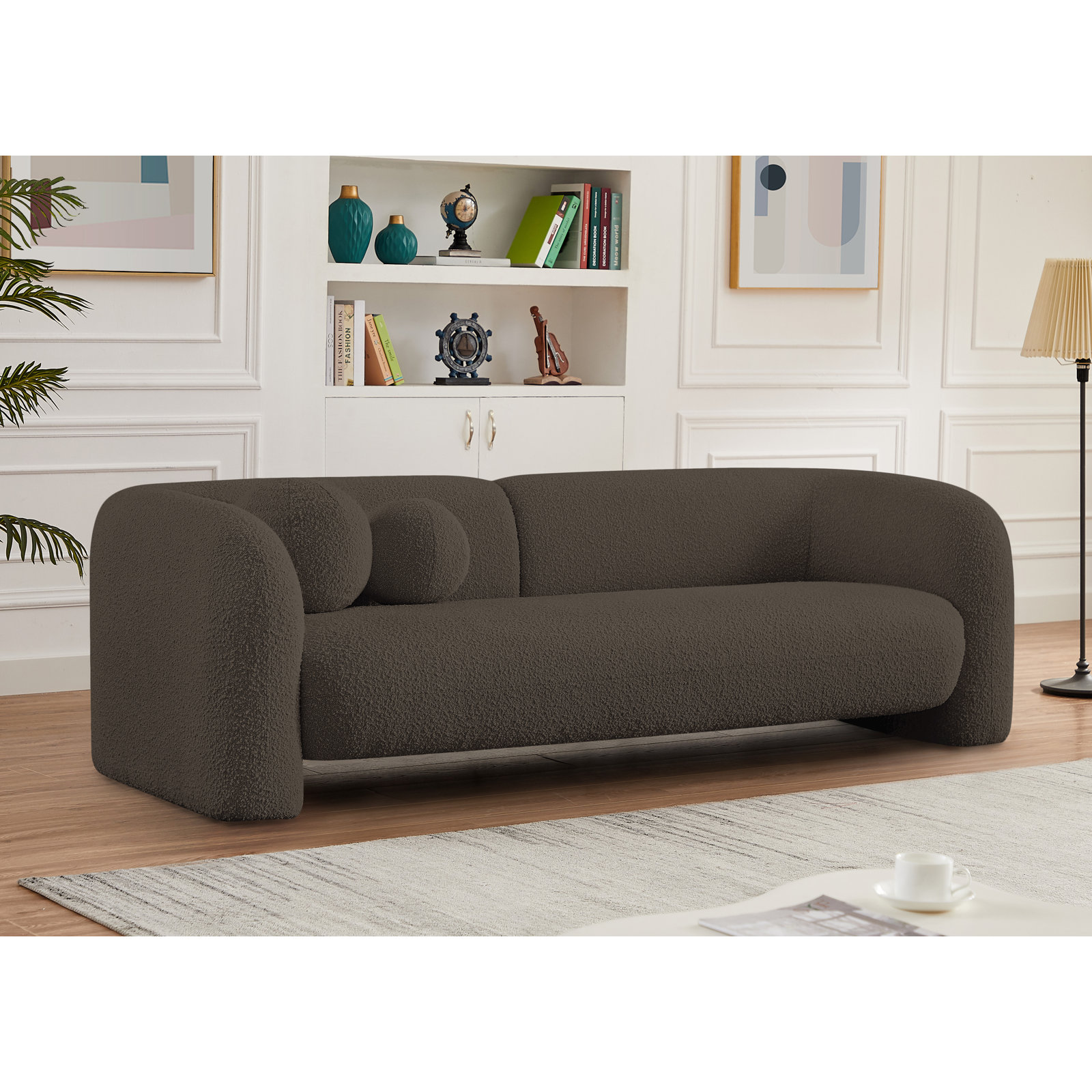 Emory 89" Sofa, Brown Boucle Fabric