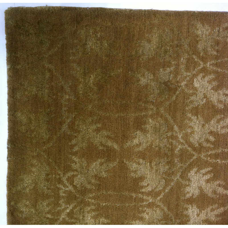 Tapis unique noué à la main argenté / doré de 8 pi x 10 pi
