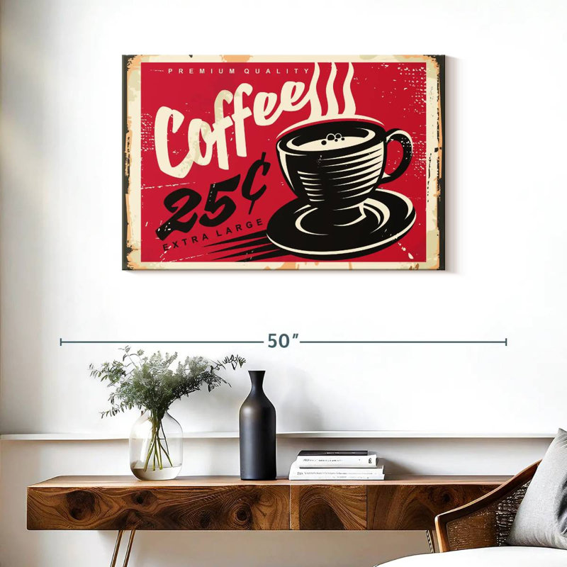 Vieille affiche murale café, H 24 po x l 36 po
