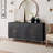 Modern Distressed Black 4-Door Wooden Sideboard Buffet Cabinet with Adjustable Shelves Lacquered Storage Cabinet for Living Room Dining Room Kitchen Office Entryway Hallway-721300210