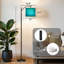 Lampe sur pied à arc avec abat-jour réglable bleu sarcelle marbré brillant lampe sur pied 3 températures de couleur à intensité variable pour poteau haut avec interrupteur au pied pour la chambre à coucher