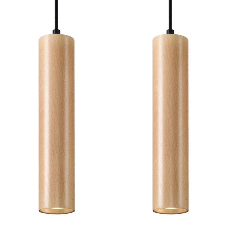 Casper 2 - Light White/Brown Geometric Pendant, Wood