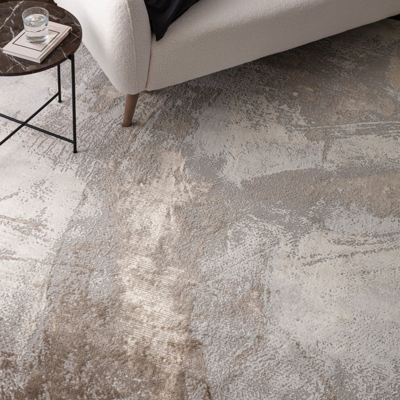 Zeplin Glam Metallic Lustre Pattern Polypropylene Area rug - Bold Contemporary Living & Bedroom, Rectangle 200 x 290 cm
