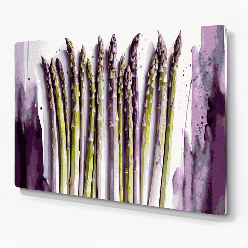 Art mural en métal légumes gris asperge, H 11 po x l 14 po