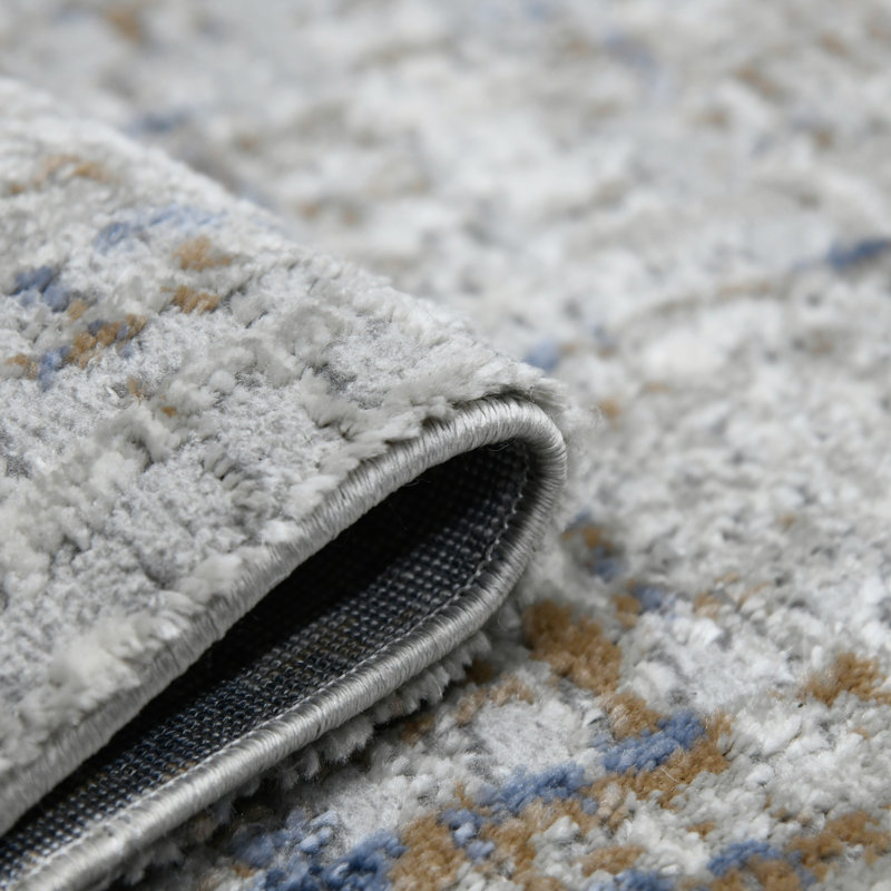 Tapis bleu / gris Elynna, Rectangle 5 pi 3 po x 7 pi 9 po