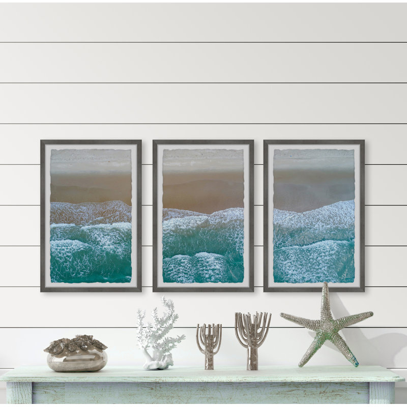 «Amazing Shoreline» par Marmont Hill - Ensemble de 3 reproductions de cadres photo sur papier