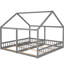 Lits plateforme simple pour lit simple, conception 2 en 1, gris, avec construction stable Lits gris - faits de matériaux, garde-corps présents-1903408724