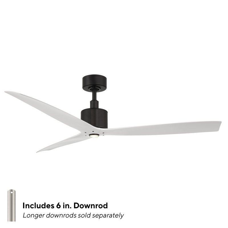 Spinster 3-Blade Smart Ceiling Fan, Matte Black/Matte White