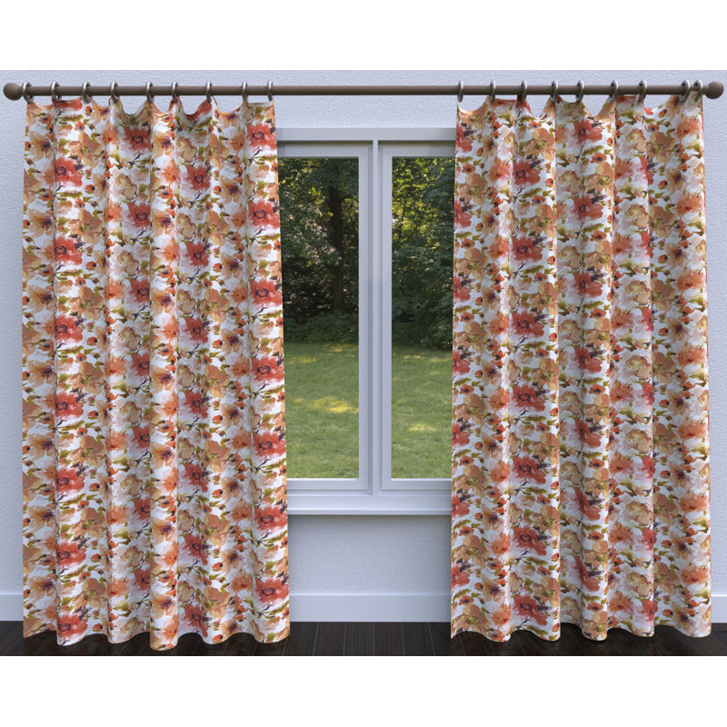 Tissu à imprimé floral, Orange / Brun