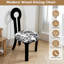 Key - conception de chaises de salle à manger noires de 2 avec revêtement en lin, coussin rond blanc, motif grain de bois, assemblage ergonomique et lisse pour la cuisine de siège rembourrée en velours massif
