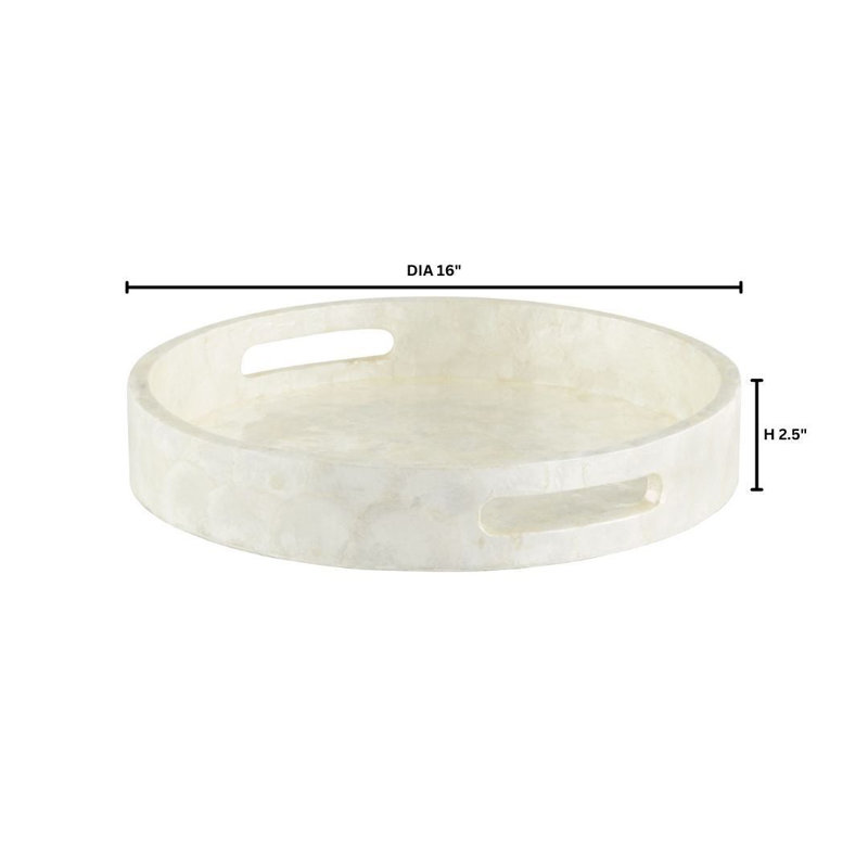 Coquillage / plateau Capiz, H 2,5 po x l 16 po x P 16 po, Perle