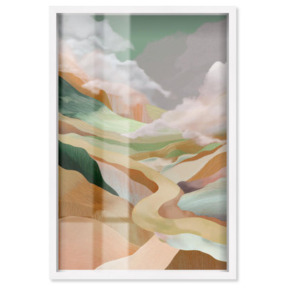 Décoration de salon Harmony of Hills Shadowbox Print par Art Remedy, cadre blanc, 21 x 31