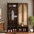 Farmhouse Widen Hall Tree With 4 Rattan Doors, Seating Bench, 6 Hooks And Shoe Cabinet-1248059403
