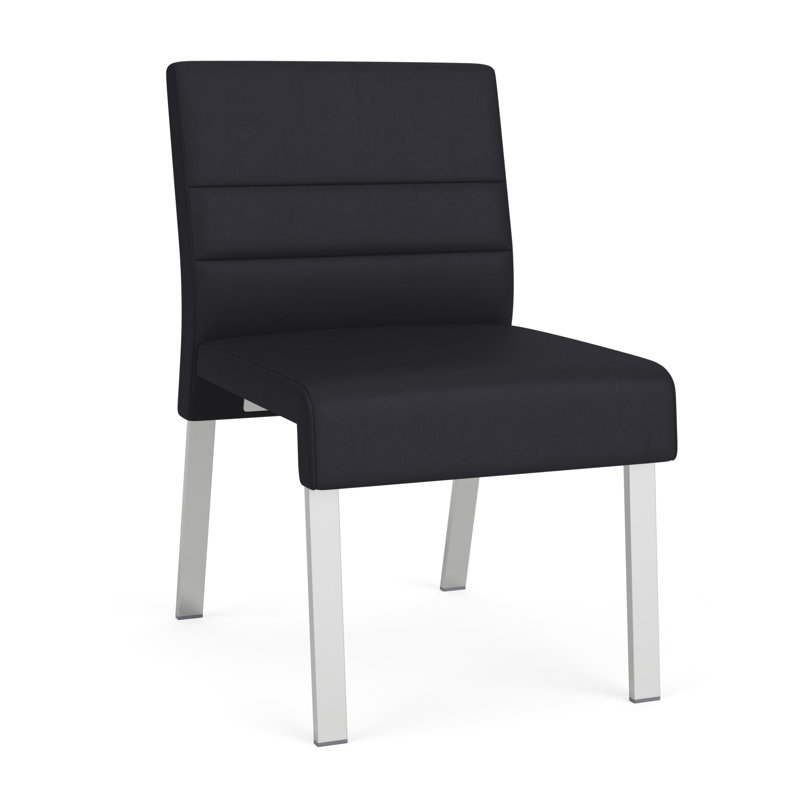 Chaise d'invité sans accoudoirs Waterfall, Argent, Vinyle noir Patriot Plus