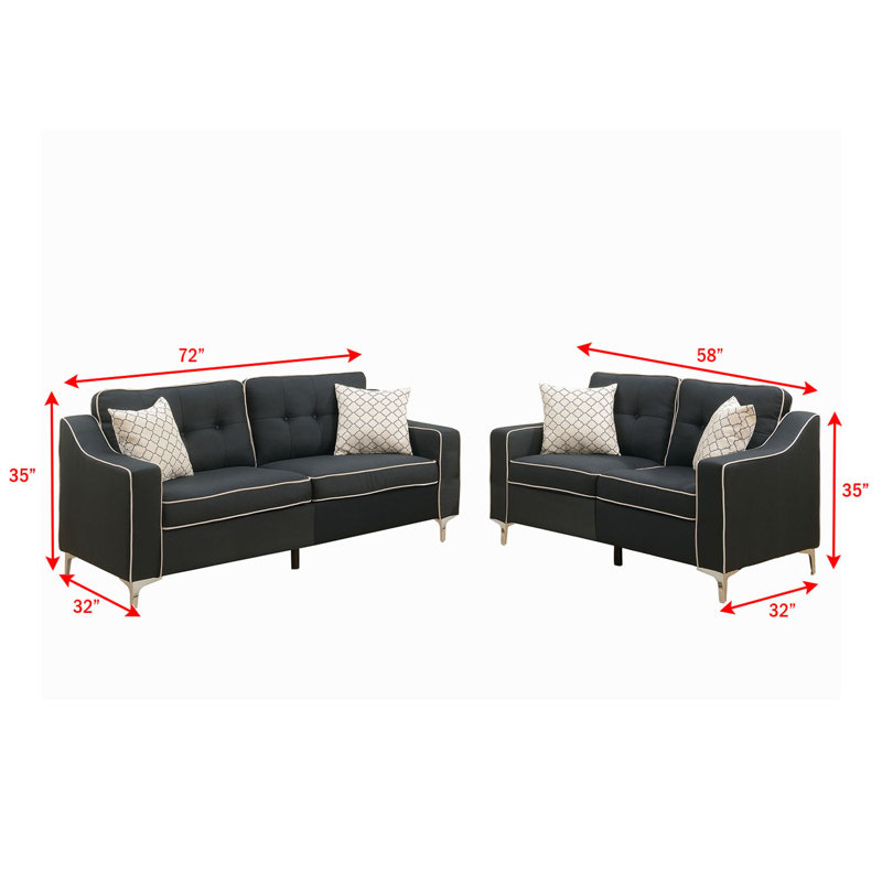 2 - Piece Living Room Set, Black