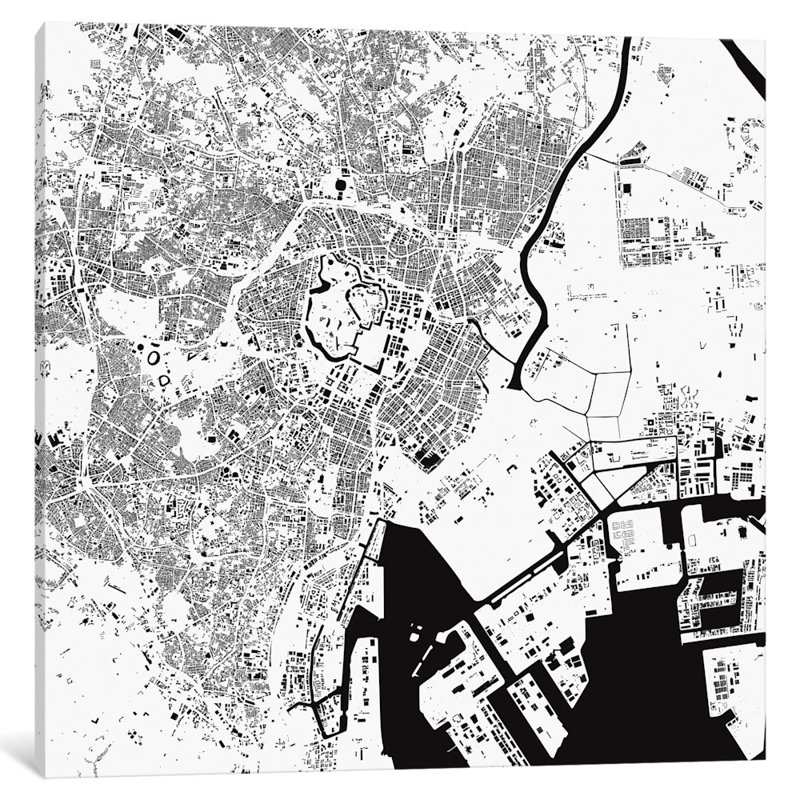 « tokyo », art sur toile tendue, H 18 po x l 18 po x P 1,5 po, Pas de tapis, Toile tendue