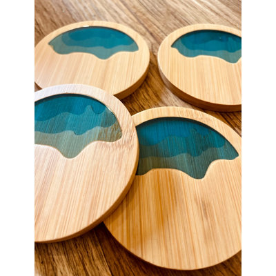 Wood Round 4 Piece Coaster Set