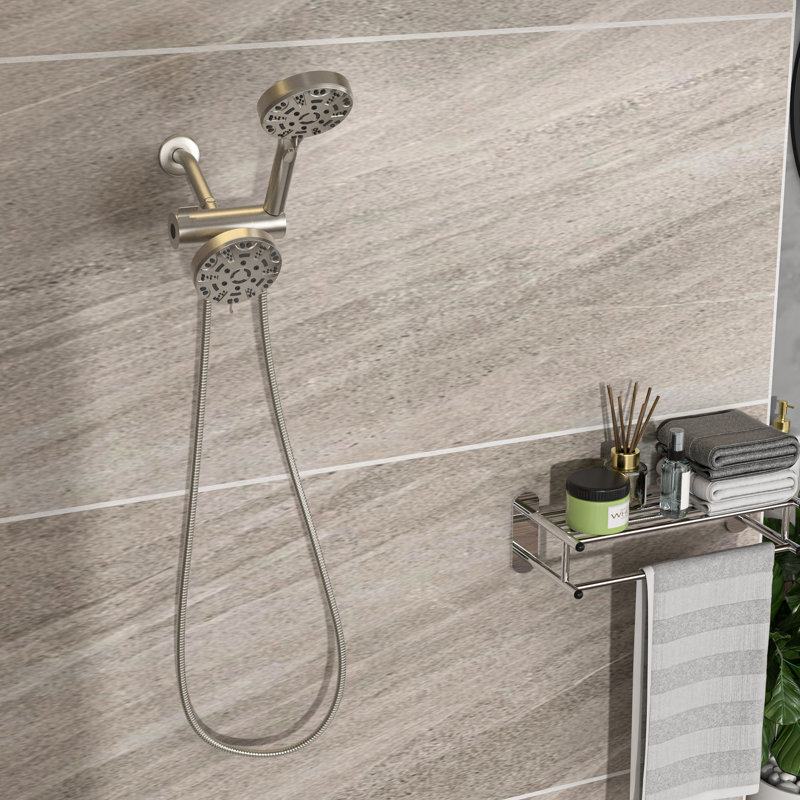4.7" Rain Showerhead And 8 Hand Shower , Brushed Nickel Finish, Plastic Showerhead, Finish Dual