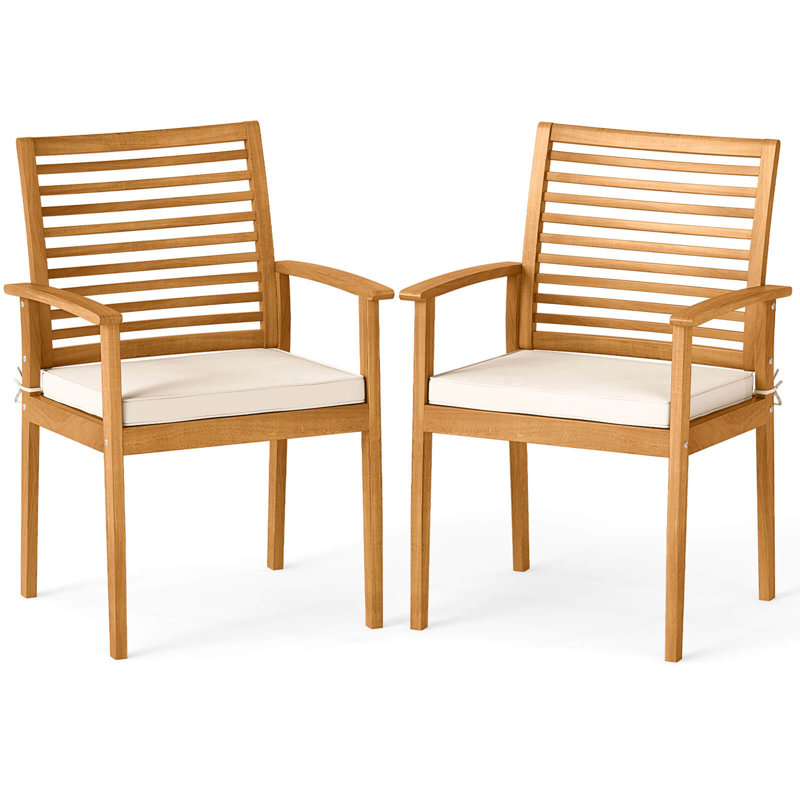 Ensemble de 2 chaises de patio avec dossier rembourré et rembourré
