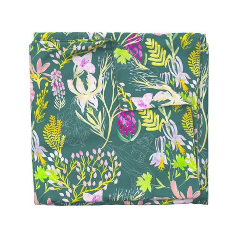 Jubilation Sateen Duvet Cover, Queen Duvet Cover, Green