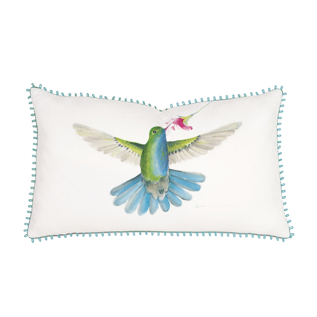 Playa Grande by Celerie Kemble Blue-chested Hummingbird Hand-painted Rectangular Cotton Pillow Cover & Insert Eastern Accents
