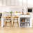 82.6" Fluted Kitchen Island With Extendable Dining Table For 4-6, Island Table For Kitchen With Power Outlet, Kitchen Table With Double-side Storage, 2 Drawers 2 Side Open Shelves, White-1597008695