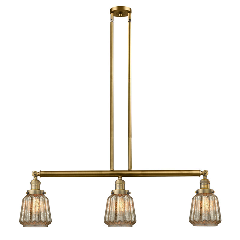 Luminaire suspendu pour îlot de cuisine 3 lumières Lemmons, DEL, Mercure, Laiton brossé