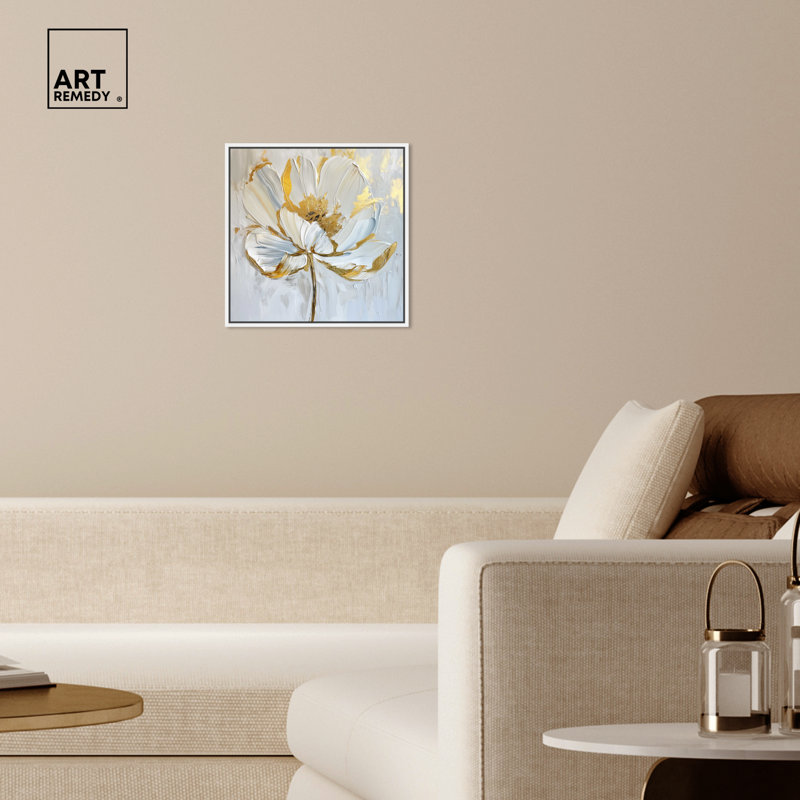Magnolia II, Gold Framed, 17" H x 17" W